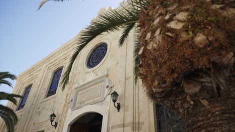 Building-facade-Venetian-architecture,-Crete-Greece-travel-lifestyle