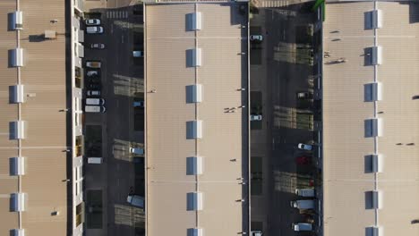 aerial shot of warehouses in industrial zone