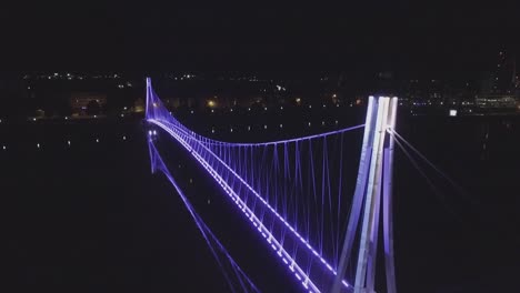 drone flight ove led lighted bridge in osijek - croatia