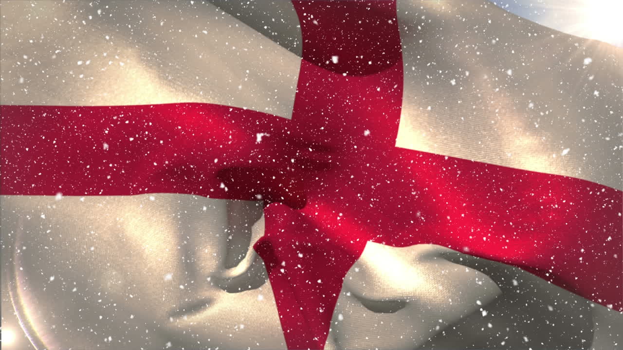 눈사태 아래에 흔들리는 영국 국기