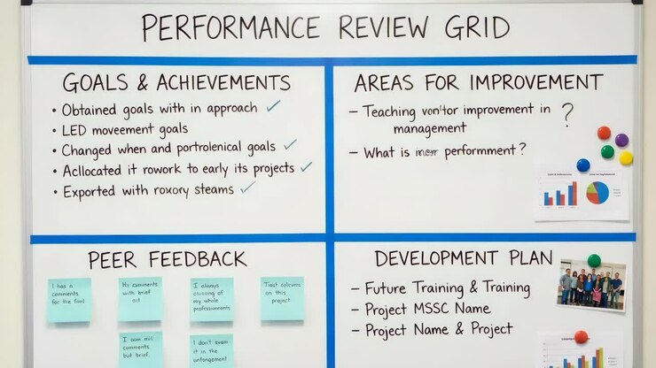 Performance Review Grid with Goals, Feedback, and Development Plan