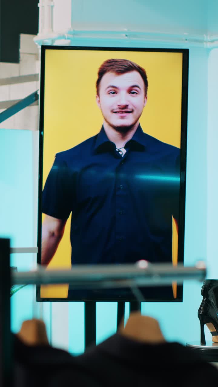 Vertical Video Empty modern clothing store filled with formal wear designs