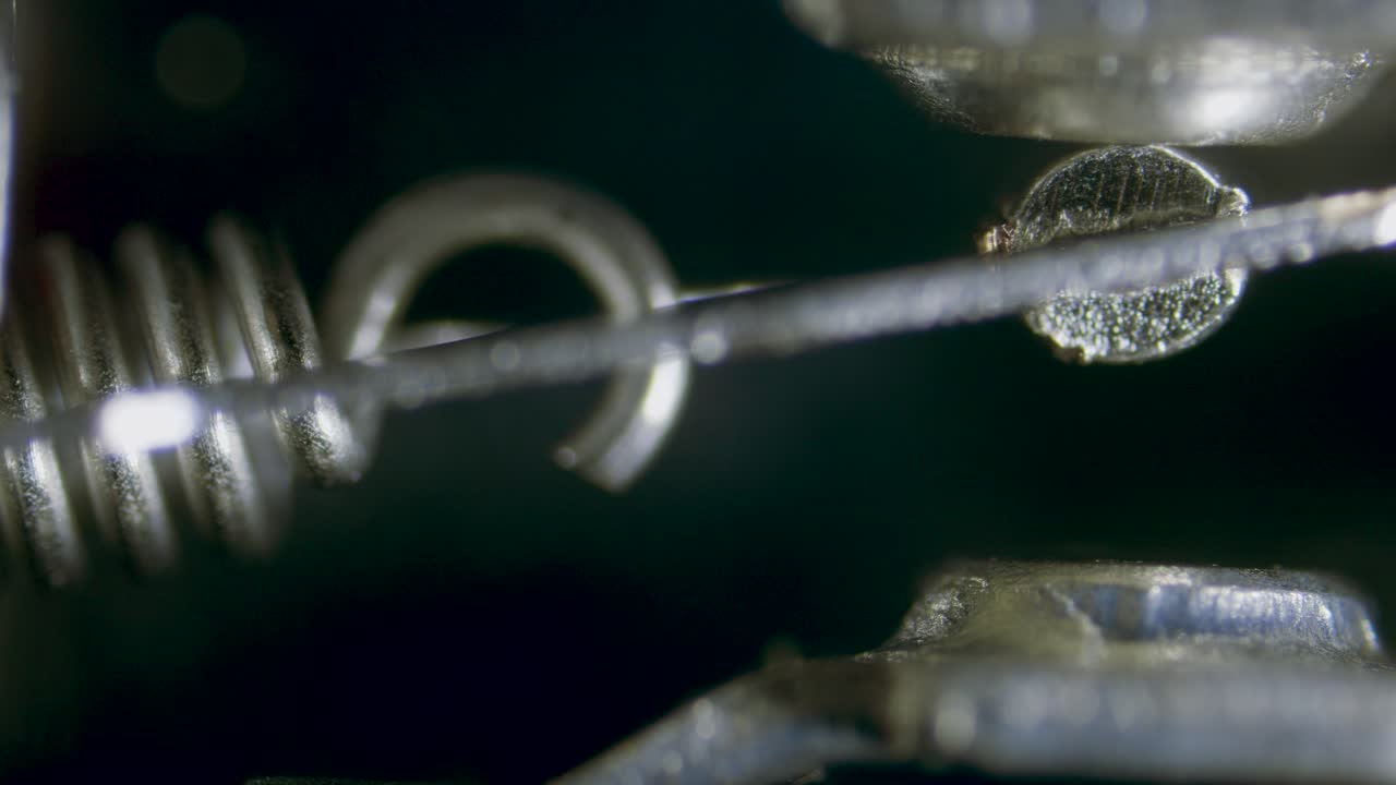 Endstop limit switch internal view in action under microscope