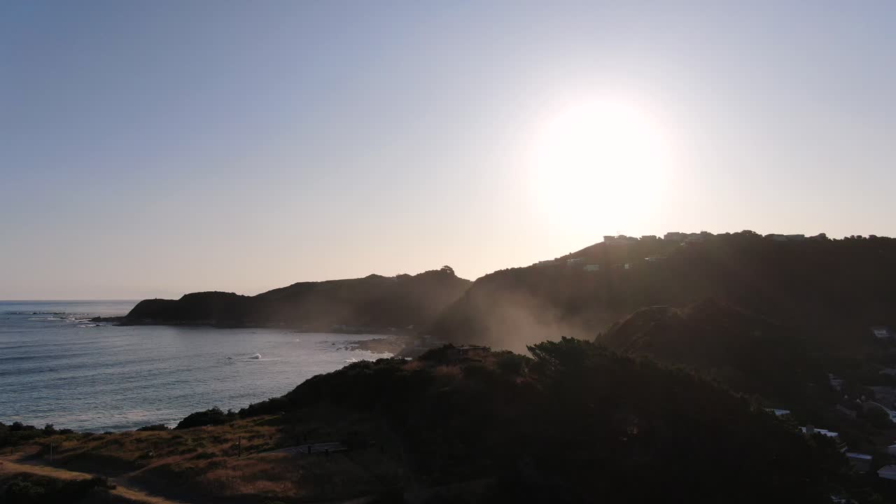 seatoun 웰링턴, 뉴질랜드의 해안선 풍경 - 공중 무인 항공기보기