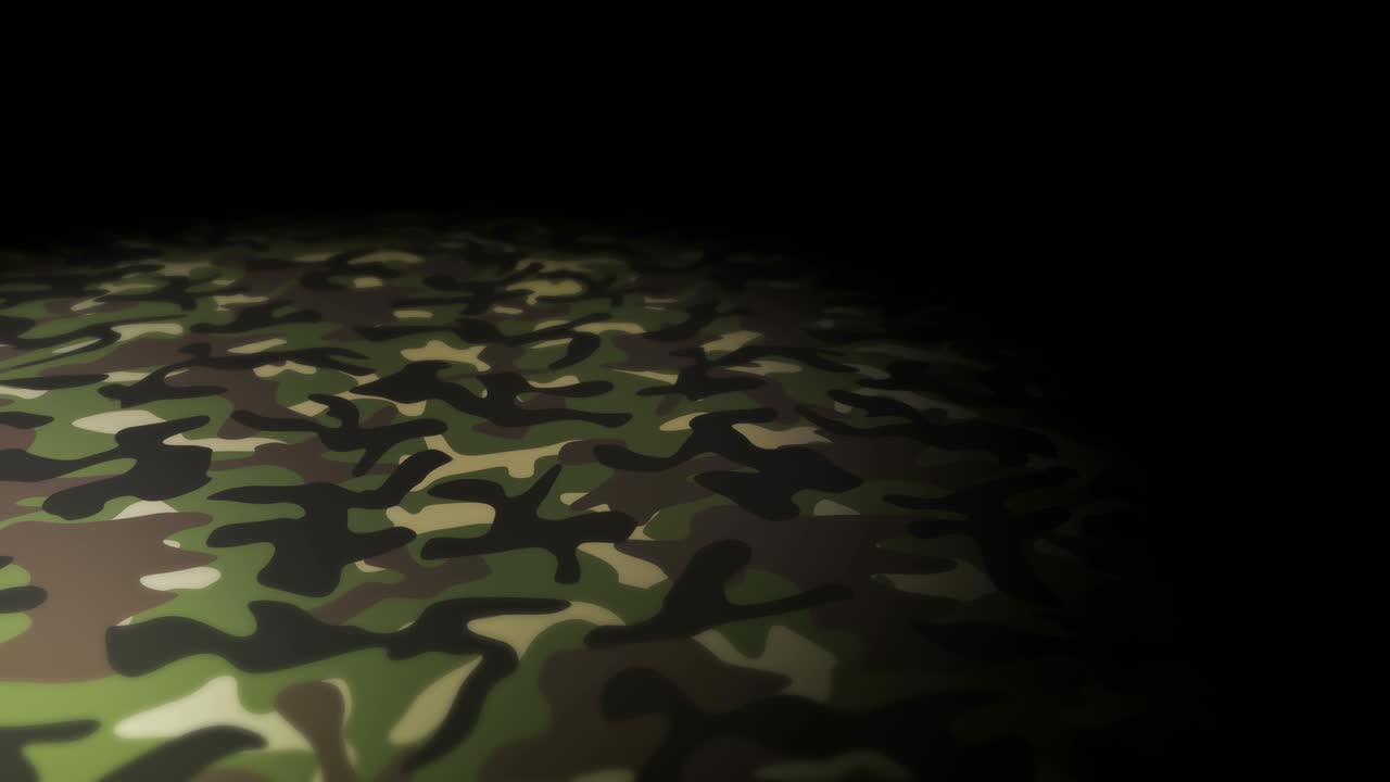 Green camouflage pattern background. Military uniform concept. Abstract line and wave texture. Loop animation.
