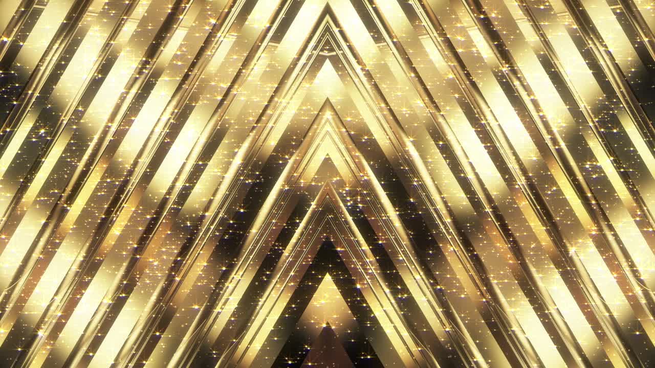 Elegant Gold Symmetrical Wall Background Loop with Falling Glitter