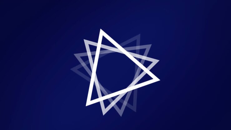 Animazione di triangoli bianchi su sfondo blu.