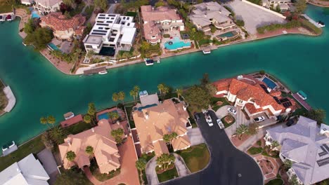 aerial view of expensive villas and mansions, homes in the lakes neighborhood of las vegas usa