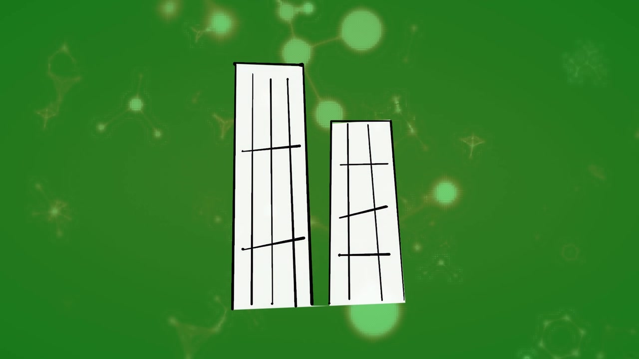 Animazione di grafico a barre con punti collegati su sfondo verde