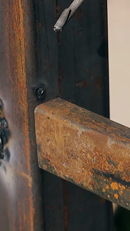 welding metal beams close-up