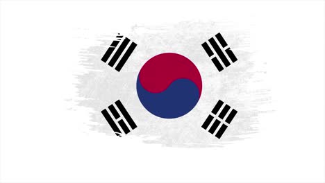 el pincel de la bandera nacional de corea del sur en el efecto de stop motion. el pincil de la bandera de corea del sud traza el fondo artístico.