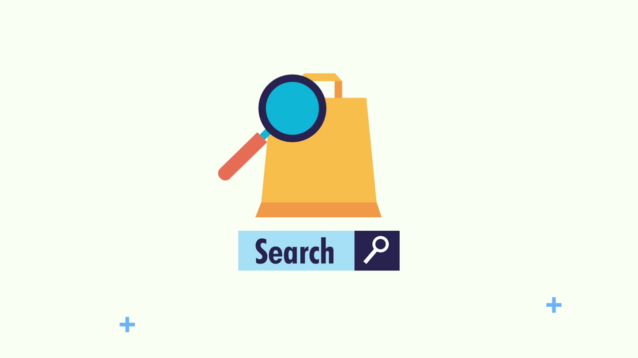 shopping bag and magnifying glass search engine optimization