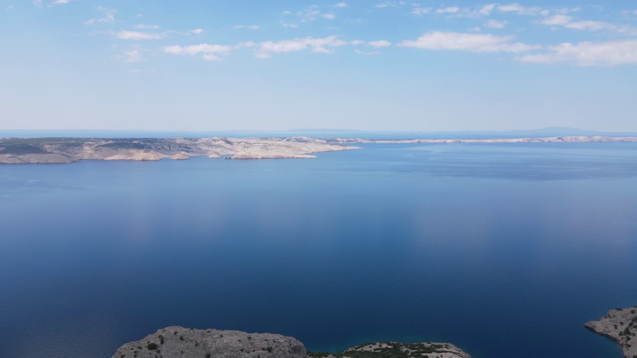 Aerial view of the landscape of Pag island, Croatia during summertime
