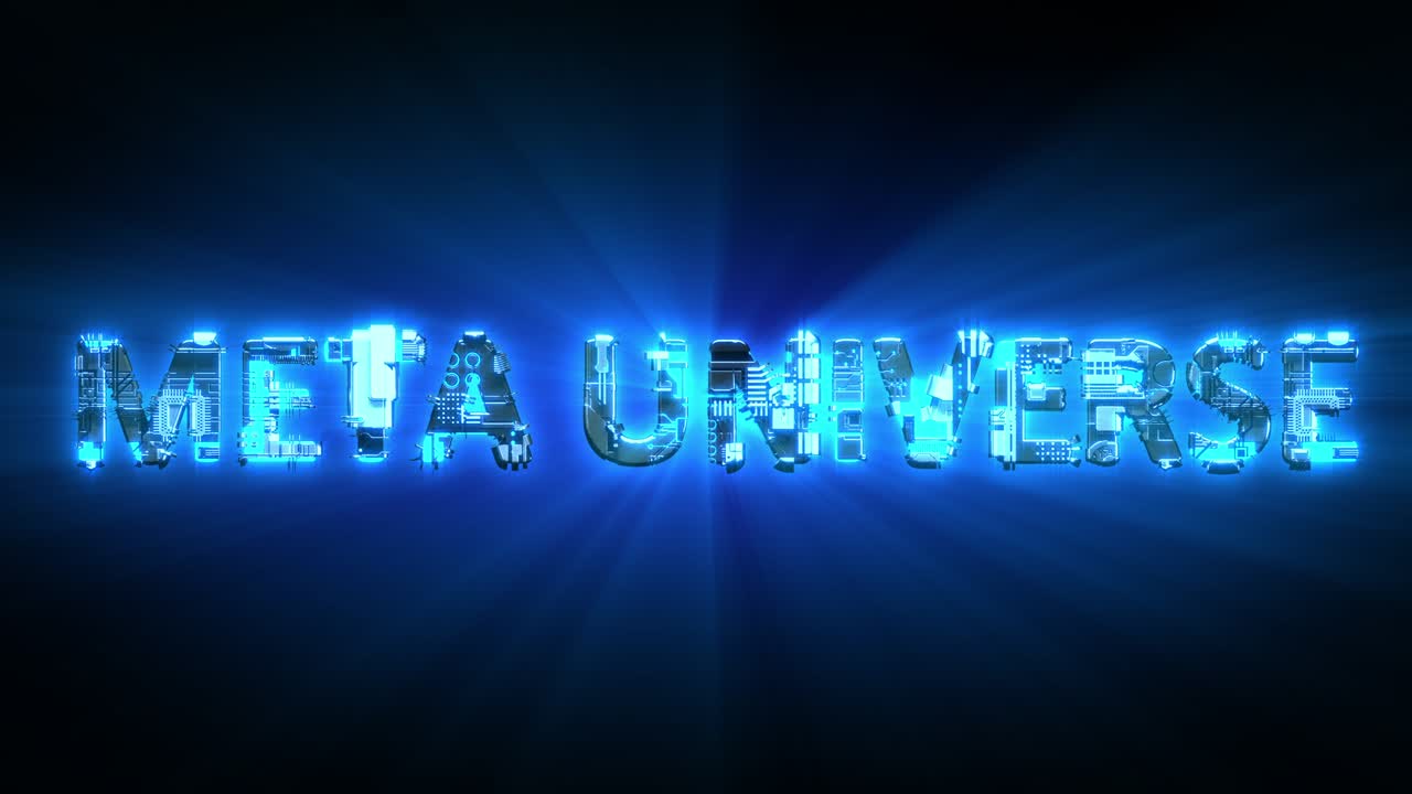 메타우주 빛나는 파란색 디지털 사이버 텍스트, 고립 - 루프 비디오