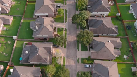 aerial of middle class suburban neighborhood just outside of houston, texas