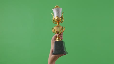 mano con un trofeo