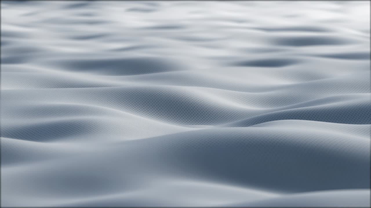 Close up. Slow motion. Looped 3d animation of dynamic cloth. Wavy silk cloth fluttering in the wind. Knitted texture fabric. Blue fabric stock footage. 4K Ultra HD video.