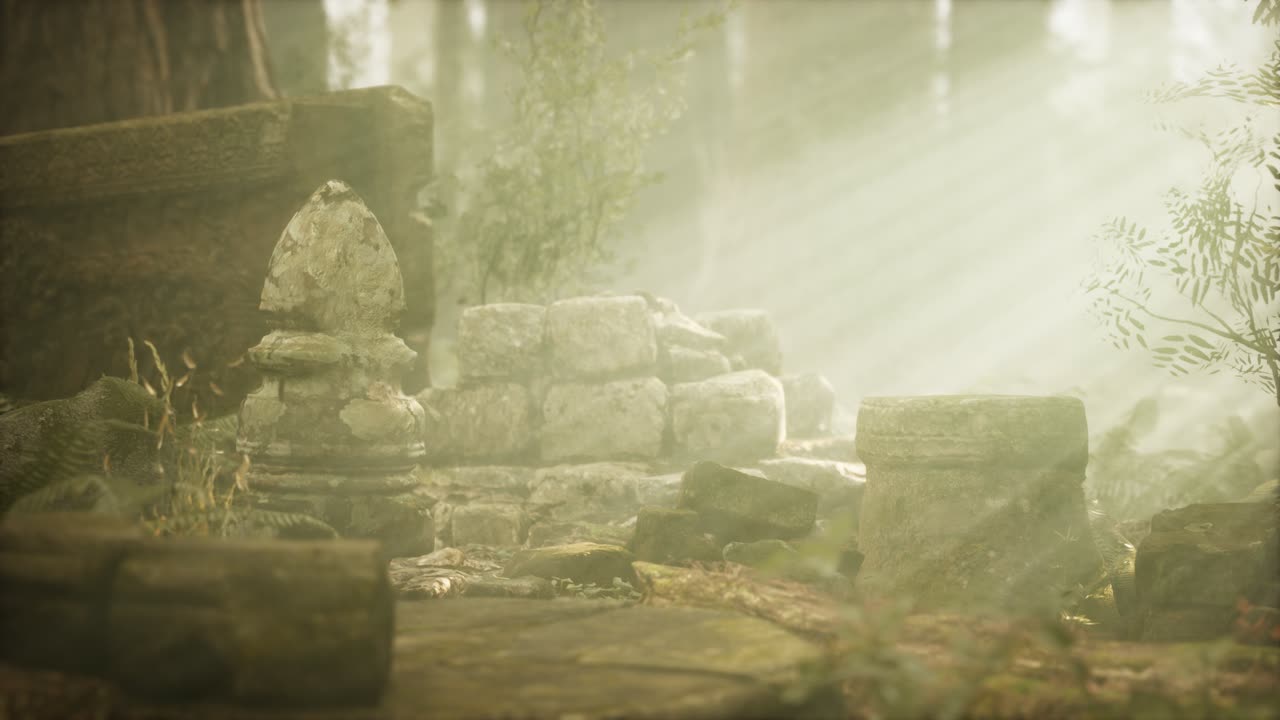 소나무 숲 에 있는 고대 도시 의  ⁇ 은 폐허