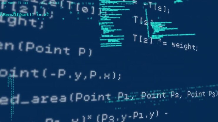 Animation of data processing on blue background