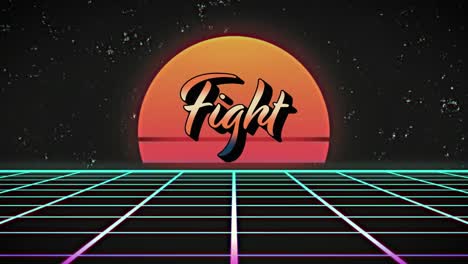 animation of fight text and sun over shapes