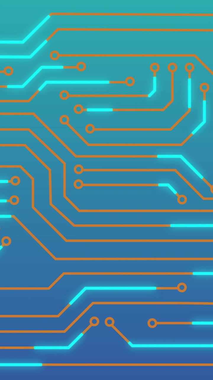 Animation of glowing blue data transferring across motherboard network
