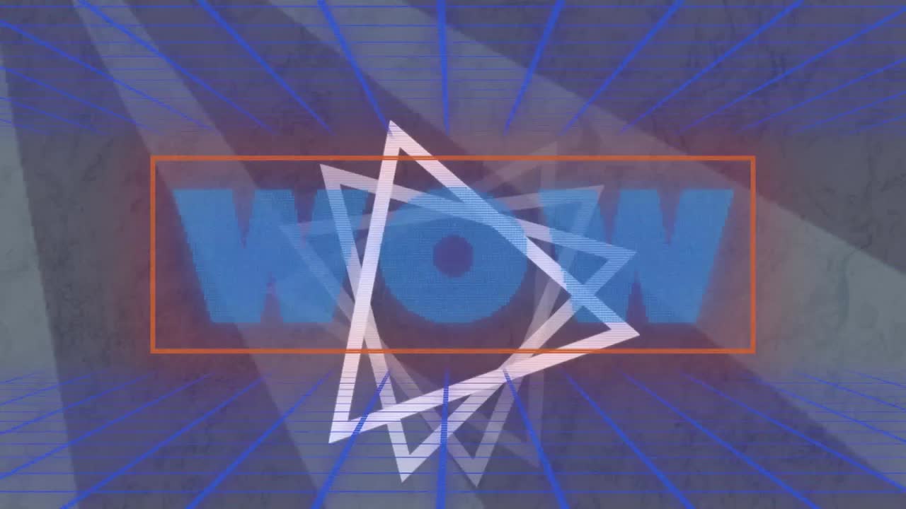 animación de texto wow sobre formas y triángulos