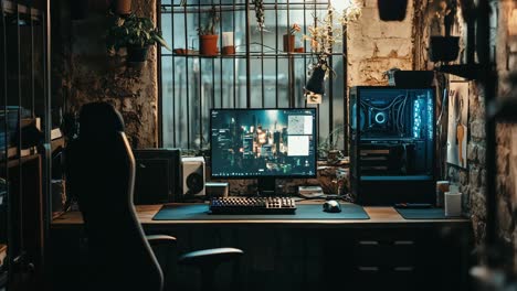 stylish gaming setup at home