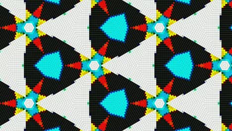 colourful pixel kaleidoscope morphing outwards, graphic