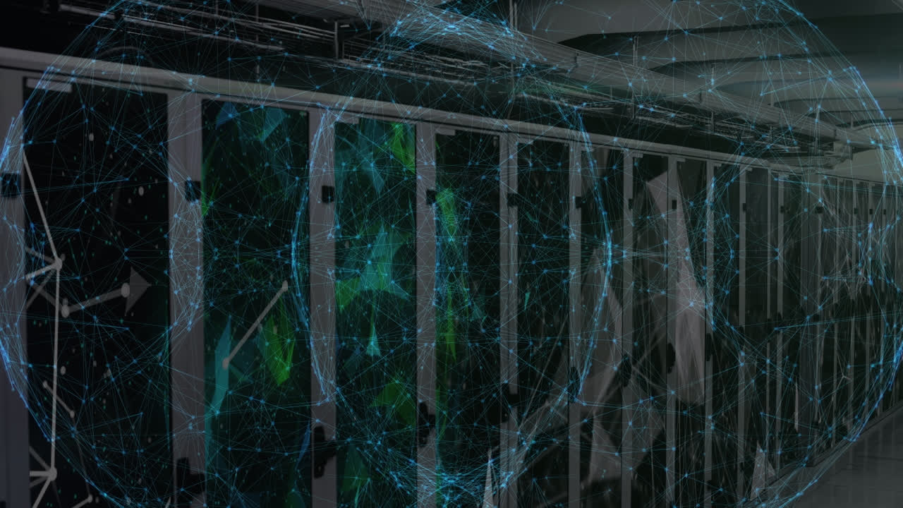 animación de la red de conexiones a través de la sala de servidores