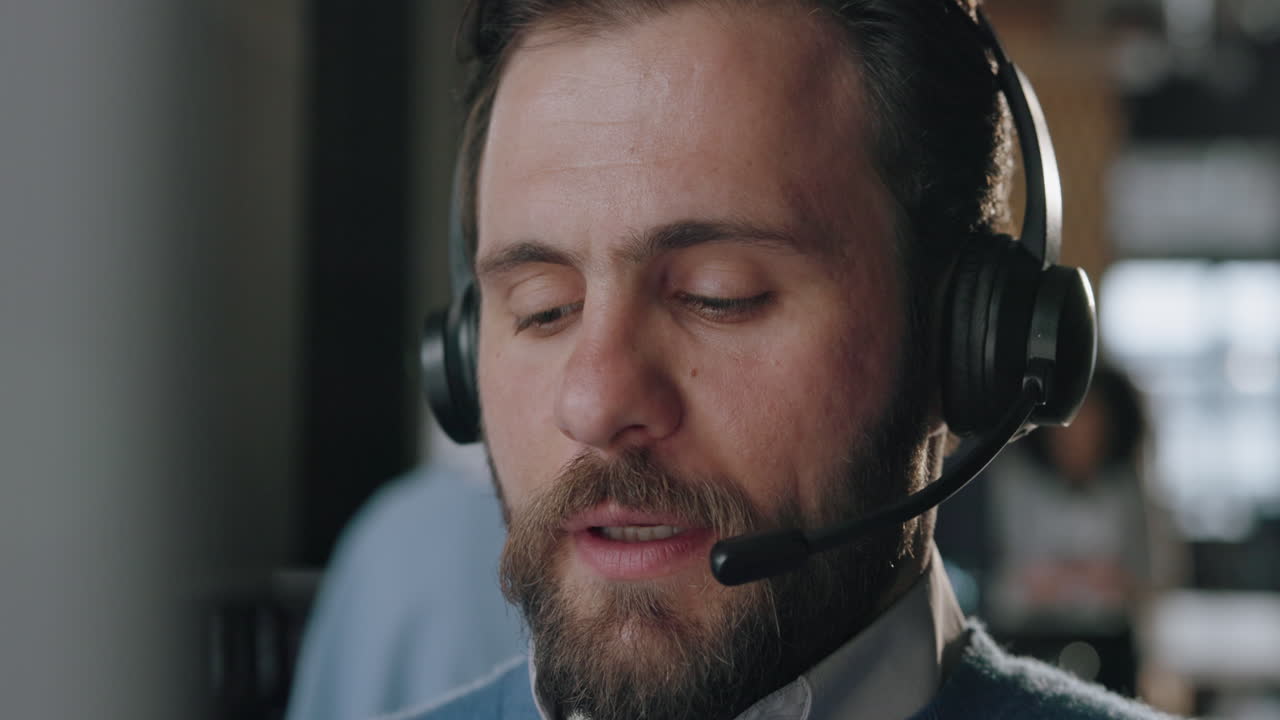 Man wearing headset in office setting