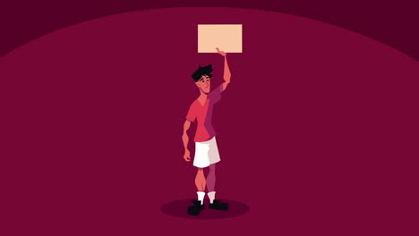 hombre protestando personaje democracia animación