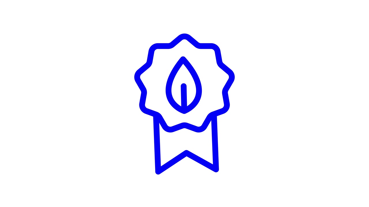 Animated Blue Outline Badge with Leaf Icon
