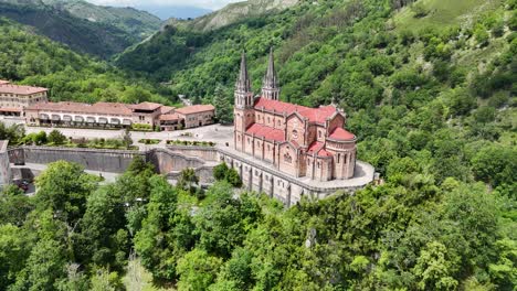 basilica de sant maria covadonga spain drone,aerial