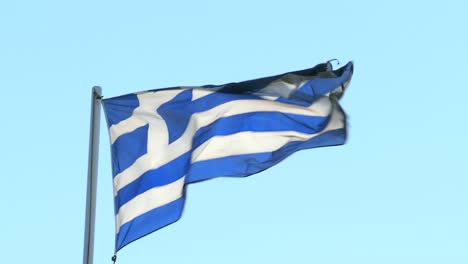 cu of greek flag in wind