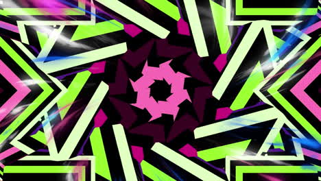 animación de formas caleidoscópicas en movimiento brillantes sobre un fondo negro
