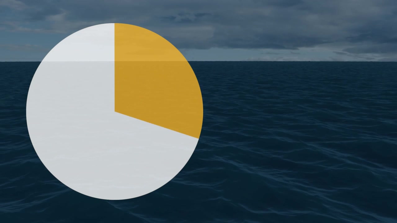 Animation of loading pie chart over sea against cloudy sky in background