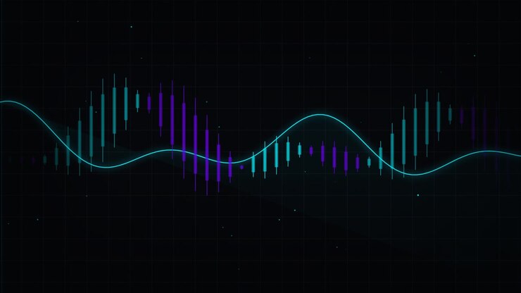 Digital Audio Waveform Visualization with Pulsing Neon Colors