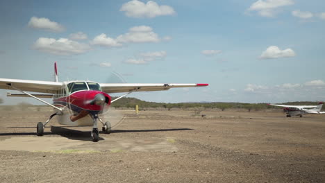 small propeller plan ready to take off in rural africa