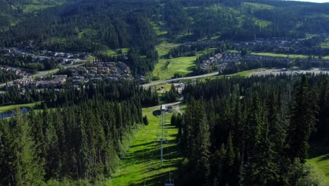 Ski-Lifts-At-Sun-Peaks-Ski-Resort-During-Summer-In-British-Columbia,-Canada