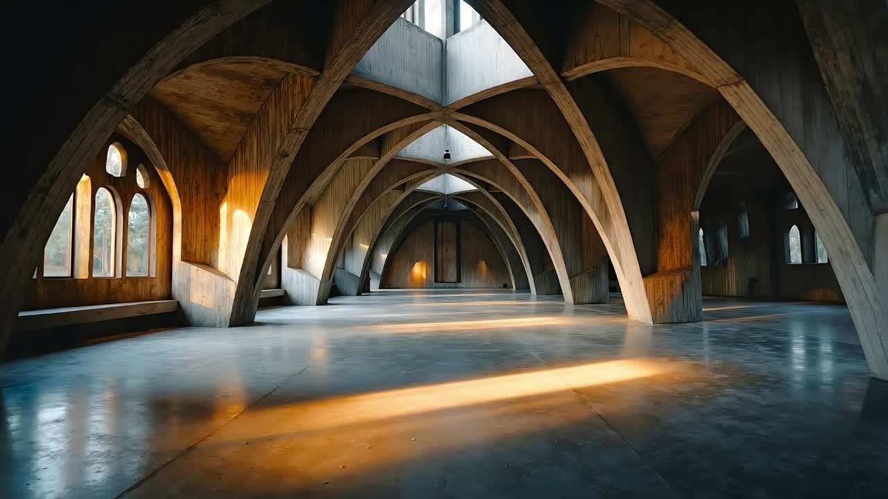 A large room with arches and windows in a church