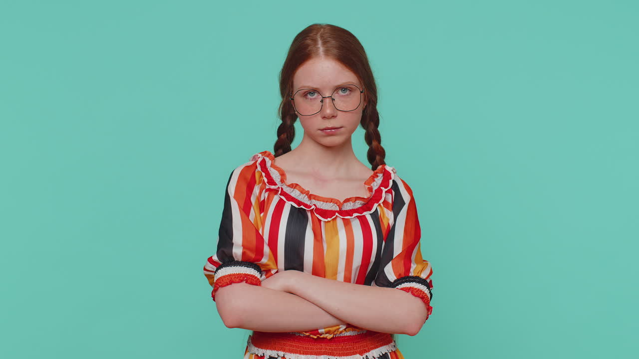Dissatisfied girl shaking head no, expressing irritation feeling bored disappointed results bad news