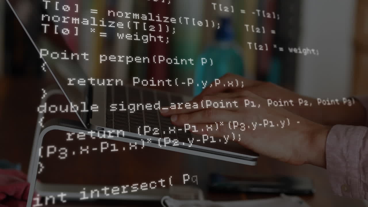 animazione dell'elaborazione dei dati su una donna che usa il portatile