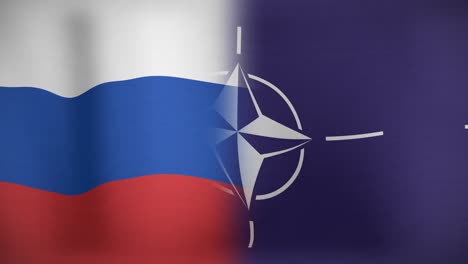Animation-Beweglicher-Und-Schwebender-Flaggen-Russlands-Und-Der-NATO