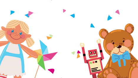 kids toys and confetti animation