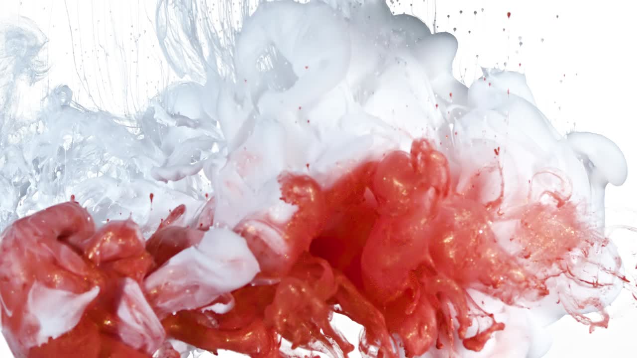 White and Red Gold Ink in Water