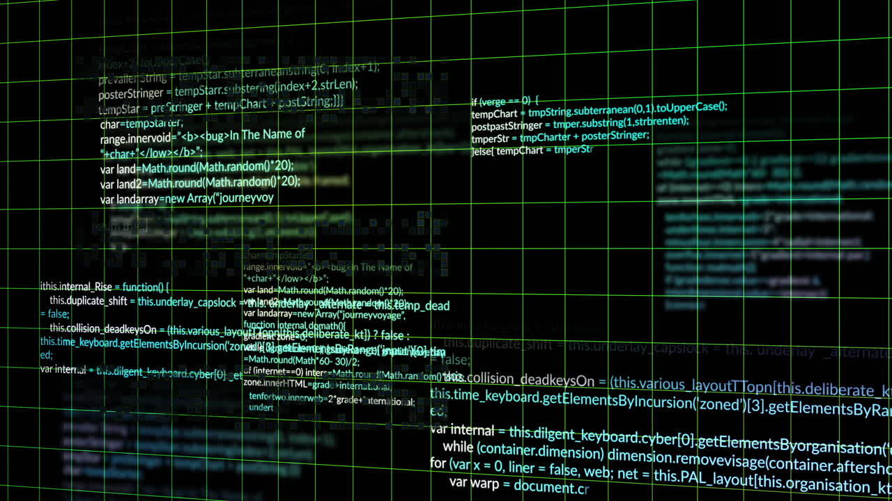 Animation of data processing over dark background