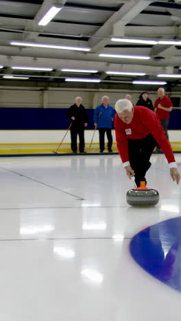 seniors playing curling