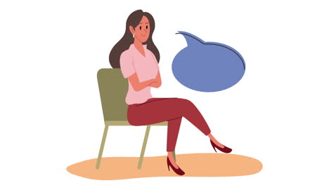 young woman speaking seated animation