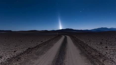 desert road at night under the stars