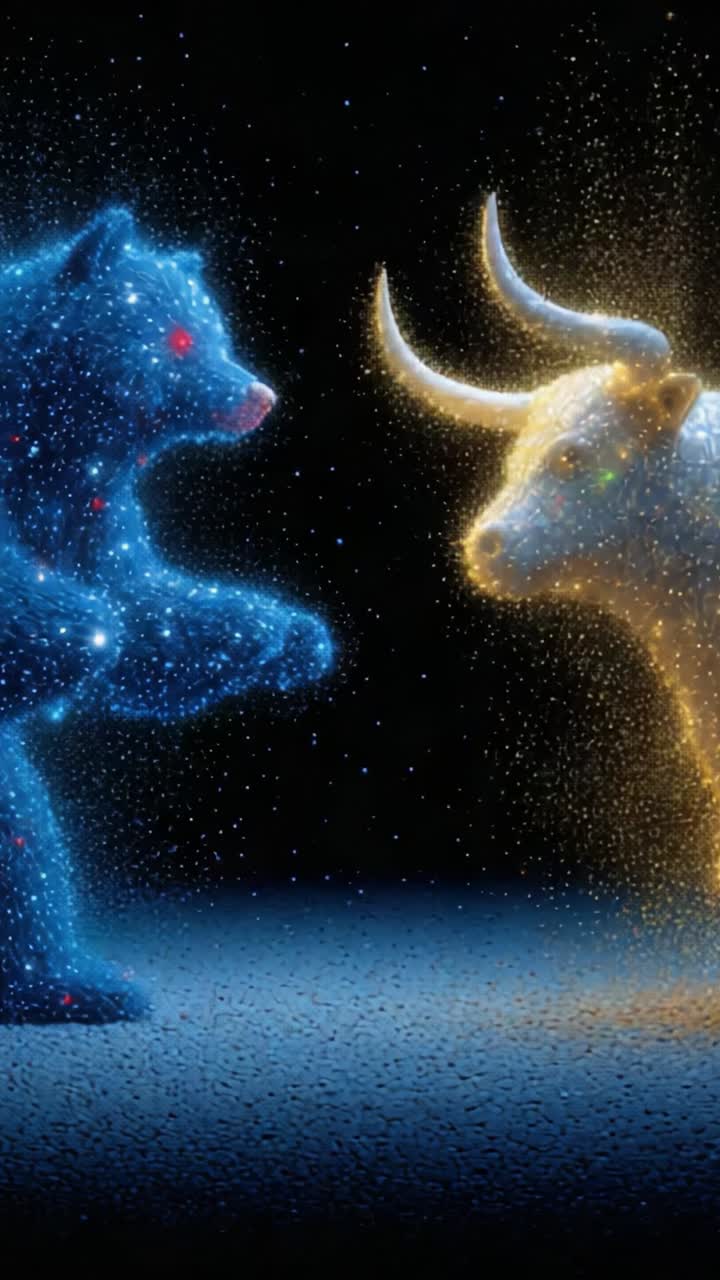 A Cosmic Encounter Between a Blue Bear and a Golden Bull: A Stunning Visual Representation of Duality in Nature and the Universe